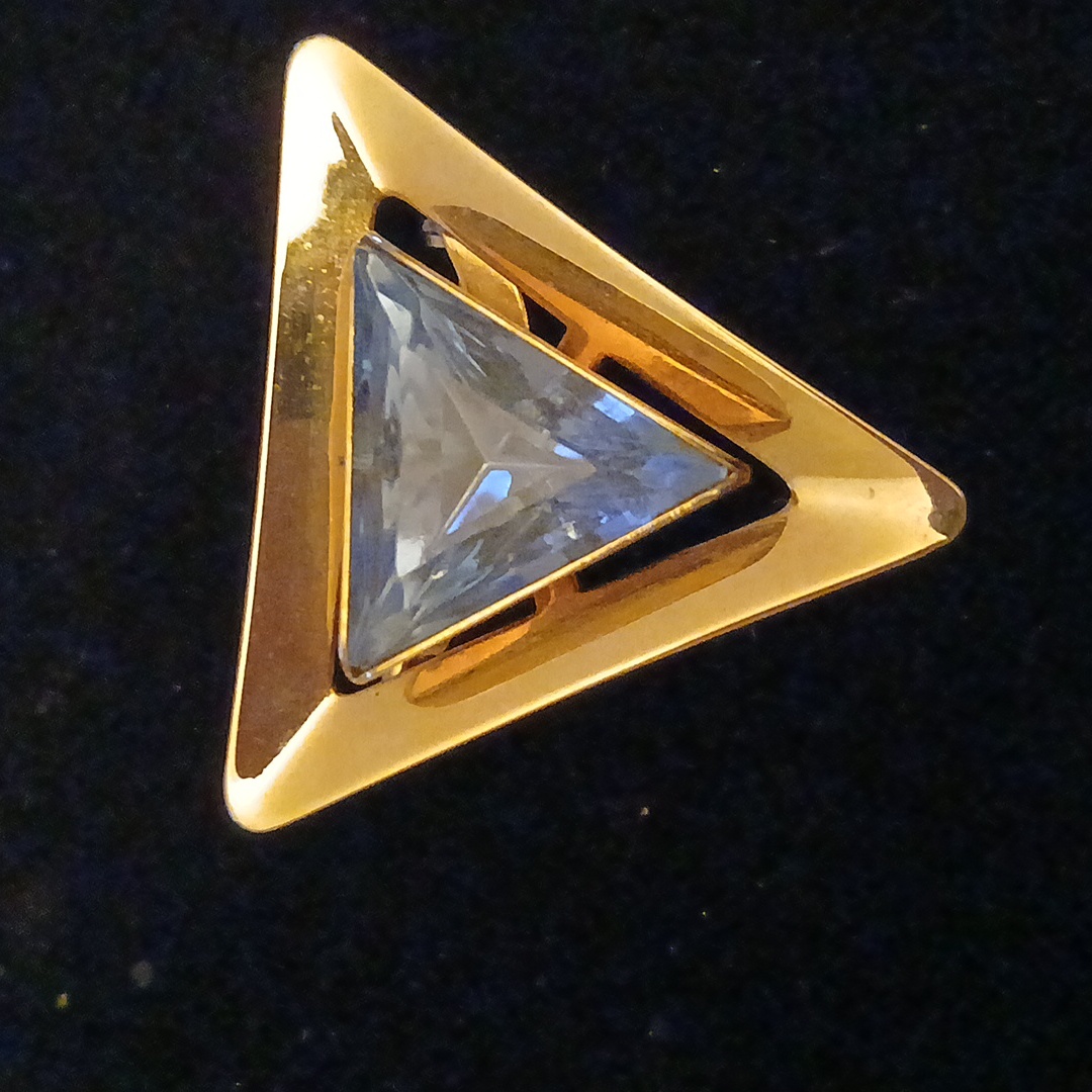 Vintage Emmons Emj Triangle Blue Brooch Pendant 12$